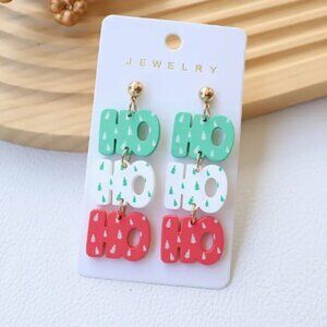 💗 Free With Purchase 💗 HO HO HO Holiday Christmas Earrings - Resin - NEW